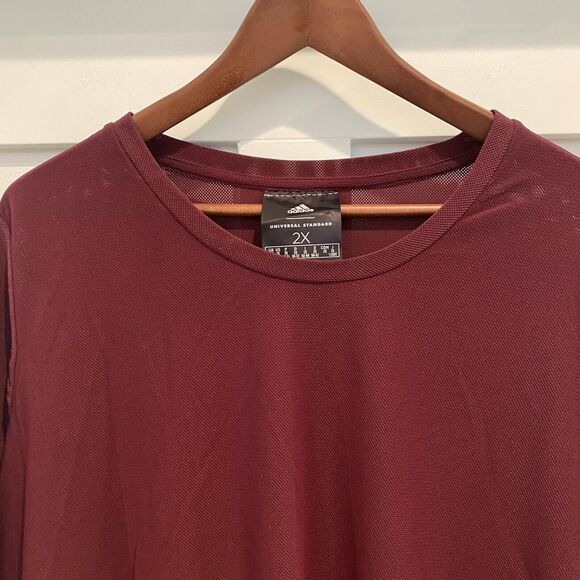 Adidas Cropped Top Women’s 2X Burgundy Red Mesh Athleisure Boxy Semi Sheer - Picture 3 of 9